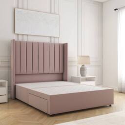 "BSSPOKE Hannah Divan Bed Plush 2 Drawers Footend & 54"" Headboard No Mattress in Pink - Size: Super King" - thumbnail 2
