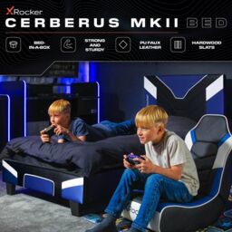 X Rocker Cerberus Gaming Bed for Kids & Teens, Upholstered Leather in Blue - Size: Double - thumbnail 2