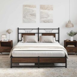 Berkfield Home Bed Frame without Mattress Brown Oak 137x190 cm Engineered Wood - thumbnail 5