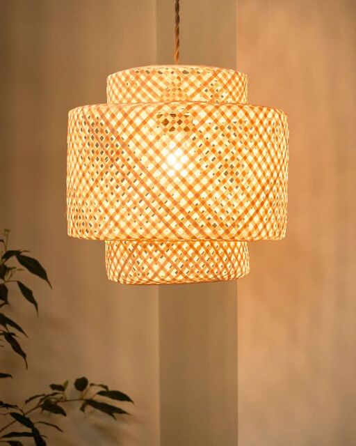 Dibor Traditional Bamboo Easy Fit Decor Ceiling Shade H30 x D30cm in Beige - image 1