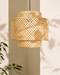 Dibor Traditional Bamboo Easy Fit Decor Ceiling Shade H30 x D30cm in Beige - thumbnail 2