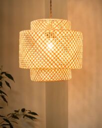 Dibor Traditional Bamboo Easy Fit Decor Ceiling Shade H30 x D30cm in Beige