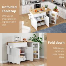 BTM Kitchen Island on Wheels with Spice Rack & Towel Holder in White - thumbnail 6
