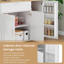 BTM Kitchen Island on Wheels with Spice Rack & Towel Holder in White - thumbnail 9