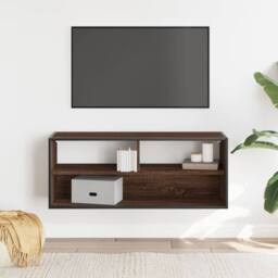 Berkfield Home TV Cabinet Brown Oak 100x31x39.5 cm Engineered Wood & Metal - thumbnail 3