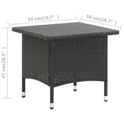 Berkfield Home Tea Table Black 50x50x47 cm Poly Rattan - Size: 50 x 50 x 47 cm - thumbnail 5