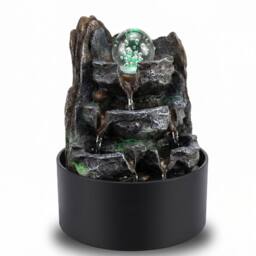 Spector Water Feature Indoor Fountains Rotating Glass Ball LED Light Resin in Grey - thumbnail 1