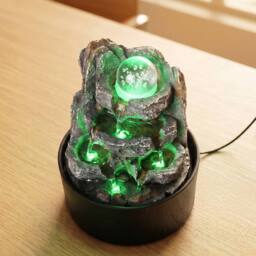 Spector Water Feature Indoor Fountains Rotating Glass Ball LED Light Resin in Grey - thumbnail 2