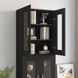 Berkfield Home Hanging Wall Cabinet Black 69.5x34x90 cm - thumbnail 8