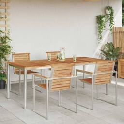 Berkfield Home Outdoor Dining Table 200x90x74.5 cm Solid Wood Teak in Brown - thumbnail 4