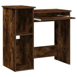 Berkfield Home Decorative Desk with Shelves Smoked Oak 84x40x78 cm Engineered Wood in Brown - Size: 84 x 40 x 78 cm - thumbnail 4