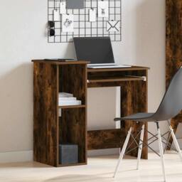 Berkfield Home Decorative Desk with Shelves Smoked Oak 84x40x78 cm Engineered Wood in Brown - Size: 84 x 40 x 78 cm - thumbnail 1