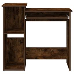 Berkfield Home Decorative Desk with Shelves Smoked Oak 84x40x78 cm Engineered Wood in Brown - Size: 84 x 40 x 78 cm - thumbnail 5