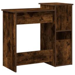 Berkfield Home Decorative Desk with Shelves Smoked Oak 84x40x78 cm Engineered Wood in Brown - Size: 84 x 40 x 78 cm - thumbnail 7