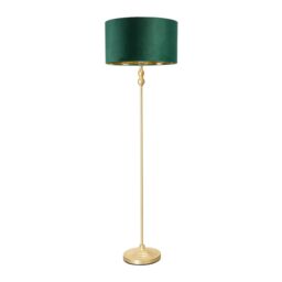 ValueLights Maggie Gold Candlestick Floor Lamp with Velvet with Gold Inner Lamp Shade in Bottle Green - thumbnail 2