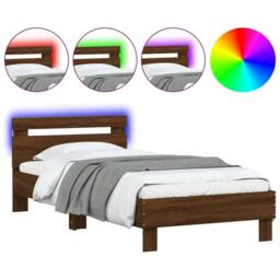 Berkfield Home Bed Frame without Mattress with LED Lights Brown Oak 90x200 cm - thumbnail 1