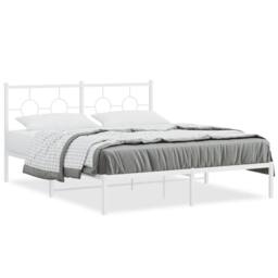 Berkfield Home Metal Bed Frame without Mattress with Headboard White 160x200cm - Size: 160x200 cm - thumbnail 2