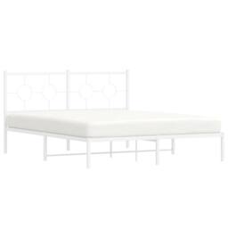 Berkfield Home Metal Bed Frame without Mattress with Headboard White 160x200cm - Size: 160x200 cm - thumbnail 4