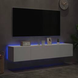 Berkfield Home TV Wall Cabinets with LED Lights 2 pcs White 80x35x31 cm - Size: 80 x 35 x 31 cm - thumbnail 1