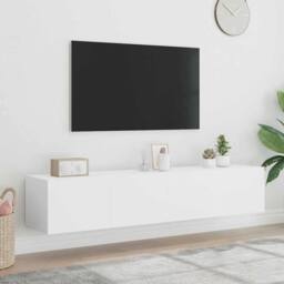 Berkfield Home TV Wall Cabinets with LED Lights 2 pcs White 80x35x31 cm - Size: 80 x 35 x 31 cm - thumbnail 2