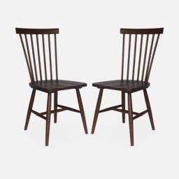 sweeek Pair Of Wooden Dining Chairs in Brown - thumbnail 2