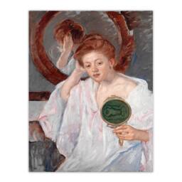 Artery8 Mary Cassatt Framed Wall Art Print Denise at Her Dressing Table in Green - Size: A4 - thumbnail 3