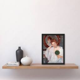 Artery8 Mary Cassatt Framed Wall Art Print Denise at Her Dressing Table in Green - Size: A4 - thumbnail 2