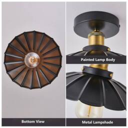 NIVOR 24.5cm Industrial Aluminum Flush Mount Ceiling Chandelier 2 Set in Black - thumbnail 6