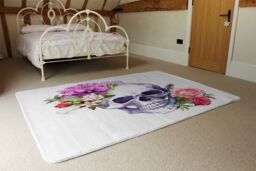 Benjamin Tate Design Human Skull With Flowers Rug in Natural - Size: Large - thumbnail 3