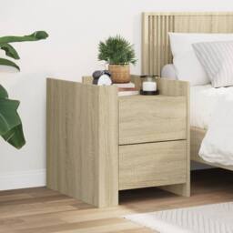 Berkfield Home Bedside Cabinet Sonoma Oak 45x50x50 cm Engineered Wood in Light Brown - Size: 45 x 50 x 50 cm - thumbnail 2