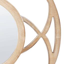 Wyld and Coco 60 cm Round Wall Mirror - Light Brown Distressed Wood Veneer - thumbnail 5