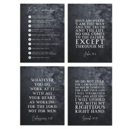 Artery8 Wall Art Print Christian Bible Verses The Ten Commandments Poster Art Mixed Pack of 4 A4 - thumbnail 1