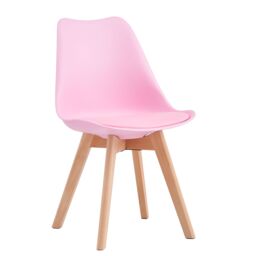 MCC Direct Set of 6 Dining Chairs with Solid Wooden Legs & Seat Cushions Eva in Pink - thumbnail 2