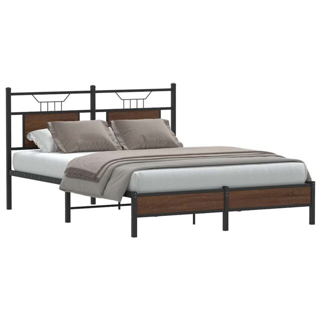 Berkfield Home Bed Frame without Mattress Brown Oak 137x190 cm Engineered Wood - image 1