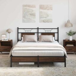 Berkfield Home Bed Frame without Mattress Brown Oak 137x190 cm Engineered Wood - thumbnail 5
