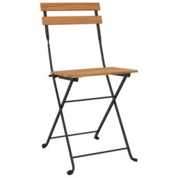 Berkfield Home Folding Bistro Chairs 4 pcs Solid Wood Teak & Steel in Brown - thumbnail 3