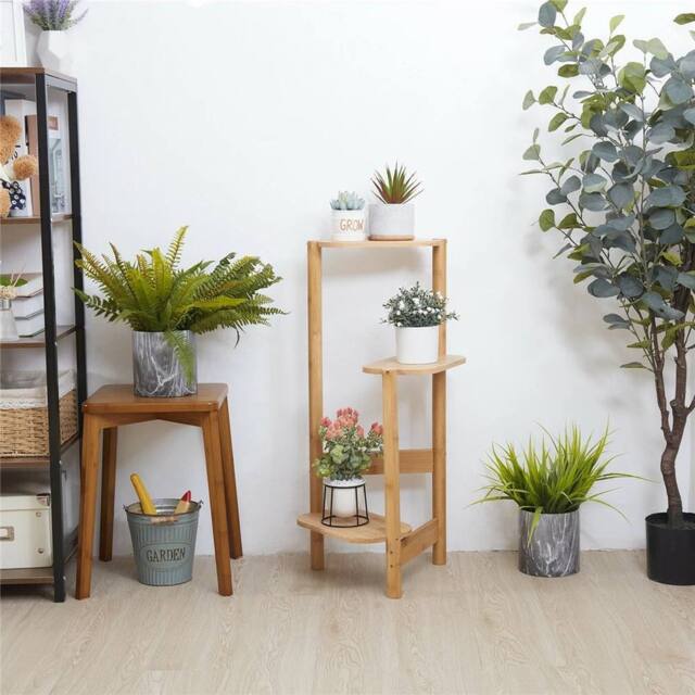EONLION Wood 75cm Tall Indoor Plant Stand Flower Shelf in Natural - Size: 100 cm - image 1