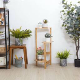 EONLION Wood 75cm Tall Indoor Plant Stand Flower Shelf in Natural - Size: 100 cm