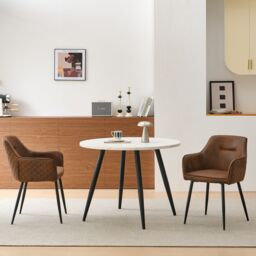 SONARA Set of 4 Modern Faux Suede Dining Chairs With Ergonomic Design in Brown - thumbnail 7