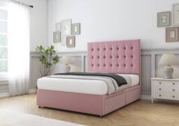 "Sloomy Alabama Plush Divan Bed Base No Drawers With 26"" Strutted Headboard in Pink - Size: King" - thumbnail 3