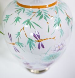 Downton Interiors Pink Koi Fish Oriental Ceramic Table Lamp with Pleated Shade - Size: Large - thumbnail 6