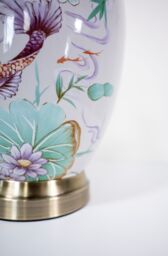 Downton Interiors Pink Koi Fish Oriental Ceramic Table Lamp with Pleated Shade - Size: Large - thumbnail 4