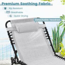Costway Patio Folding Chaise Lounge Chair Portable Sun Lounger in Grey - thumbnail 7