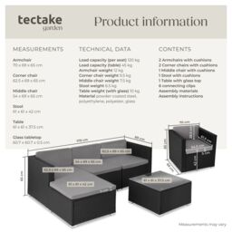 tectake Garden Furniture Set Lignano in Black - Size: Large - thumbnail 6