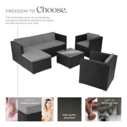 tectake Garden Furniture Set Lignano in Black - Size: Large - thumbnail 3