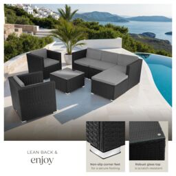 tectake Garden Furniture Set Lignano in Black - Size: Large - thumbnail 4