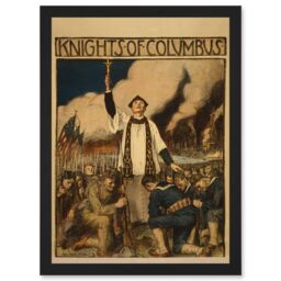 Artery8 World War Advert WW1 USA Knights Columbus Catholic Society Artwork Framed Wall Art Print A4 in Black - thumbnail 1