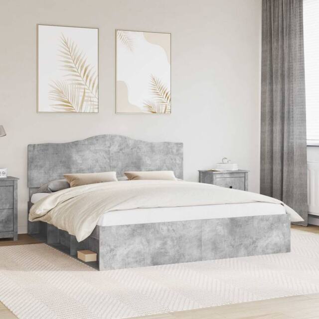 Berkfield Home Bed Frame with Headboard Concerte 180 x 200 cm Solid Pine Wood in Grey - image 1