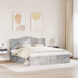 Berkfield Home Bed Frame with Headboard Concerte 180 x 200 cm Solid Pine Wood in Grey - thumbnail 3