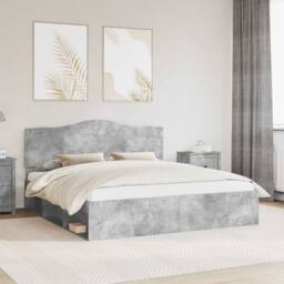 Berkfield Home Bed Frame with Headboard Concerte 180 x 200 cm Solid Pine Wood in Grey - thumbnail 1